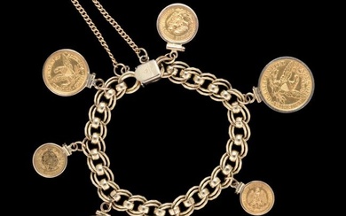 UNITED STATES AND MEXICO GOLD COINS CHARM BRACELET
