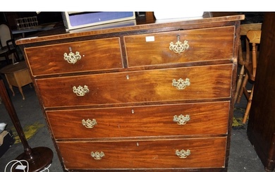 VICTORIAN TWO OVER THREE MAHOGANY CHEST OF DRAWERS