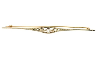 VINTAGE 10K YELLOW GOLD CLEAR SPINEL BAR BROOCH