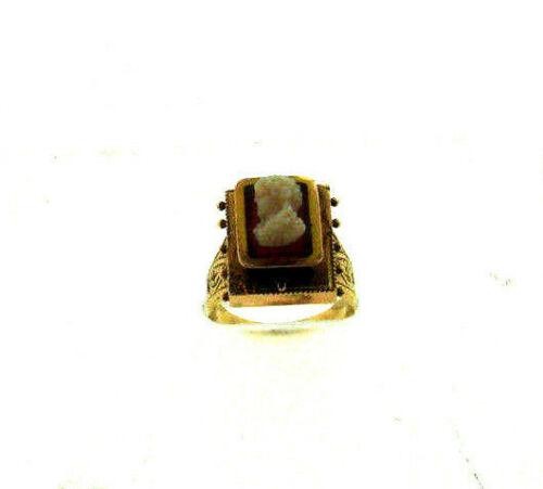 VINTAGE C.1900 ANTIQUE 14K YELLOW GOLD CAMEO RING
