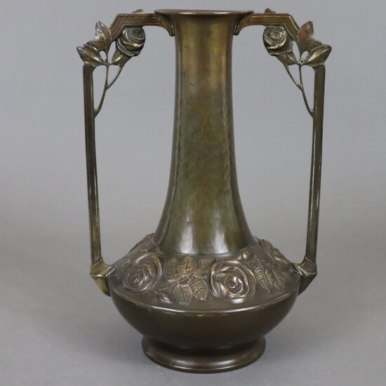 Vase à deux anses Art Nouveau - Kayser, Krefeld, c. 1910/1920, laiton, bronzé, paroi avec...