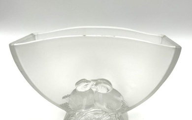 Verlys FRANCE Art Glass Vase Frosted Crystal Bowl signed