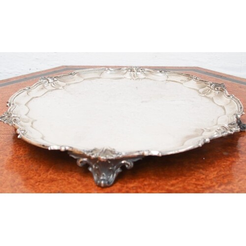 Very Large and Heavy Solid Silver Salver Approximately16 Inc...