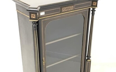 Victorian ebonised pier cabinet, the rectangular top with square...