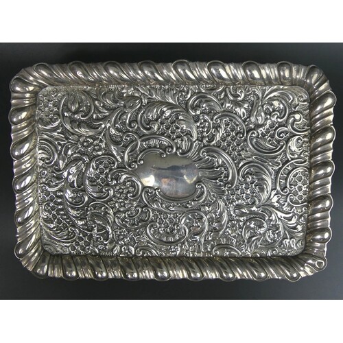 Victorian repousse decorated dressing table tray, Birmingham...
