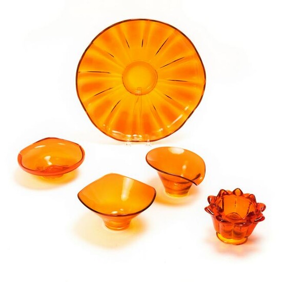Viking Modernist Vintage 1950s Orange Glass LOT