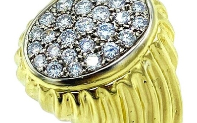 Vintage 18K Yellow Gold and Diamond Cluster Ring