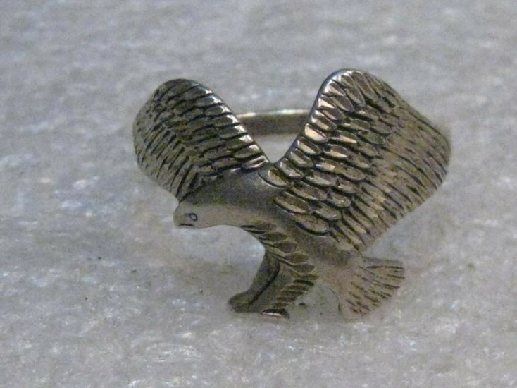 Vintage Sterling Silver Eagle Ring, Unisex, Size 9