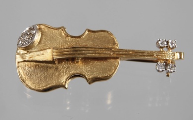 Violin brooch with diamonds