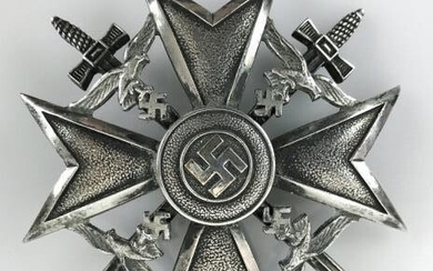 WW2 Luftwaffe Spanish Cross, Swords, Silver, Mayer