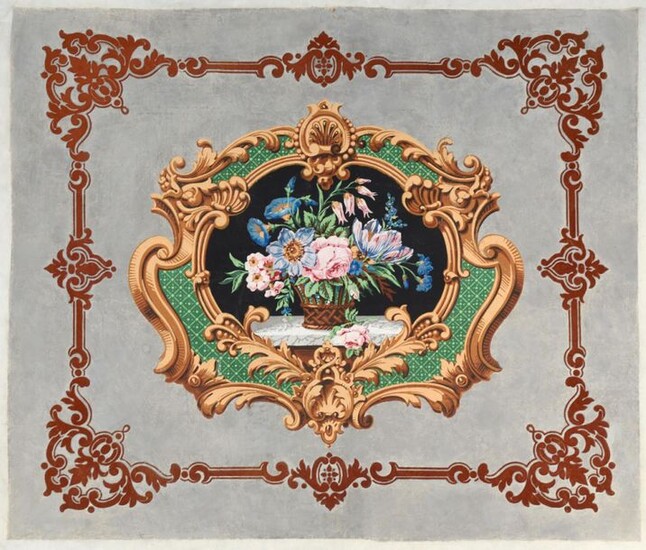 Wallpaper, attic or fireplace front trim, circa 1850