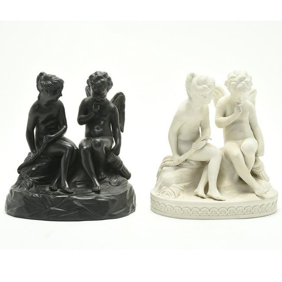 Wedgwood Basalt and Carrara Cupid and Psyche Figural