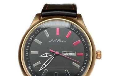 Womens L.A. Banus Matte Black Dial Genuine Leather Band Watch