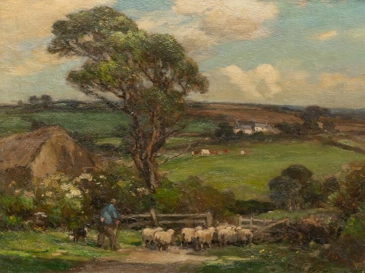Y OWEN BOWEN (STAITHES GROUP 1873-1967) DRIVING THE FLOCK