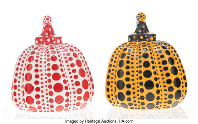 Yayoi Kusama (b. 1929), Red Pumpkin; Yellow Pumpkin (two works)