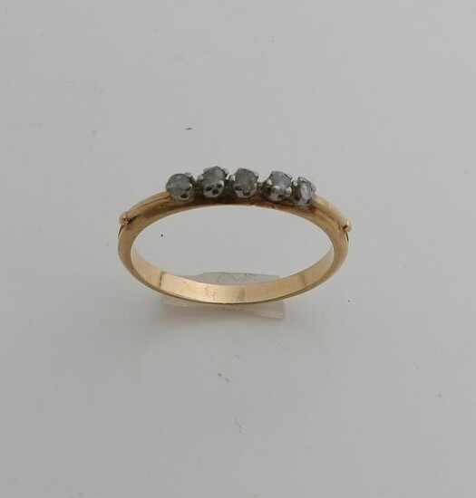Yellow gold row ring, 585/000, with diamond. Ring