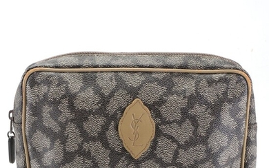 Yves Saint Laurent Zip Travel Pouch in Giraffe Print Coated Canvas/Leather