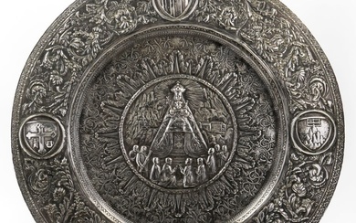 A Fine Silver Plated Copper Hanging Plate, Spain, Late 19th...