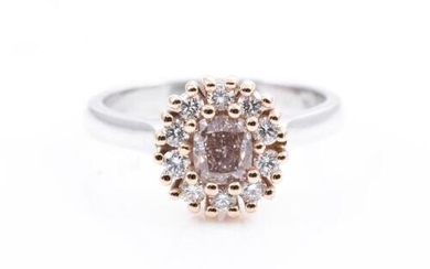 0.53ct Fancy Brownish Pink Diamond Ring GIA