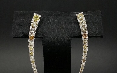 0.70ct Color Diamonds - 14 kt. White gold - Earrings - ***No Reserve Price***