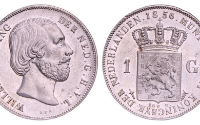1 Gulden Willem III 1856. FDC - (haarlijnen, kras op gezicht).