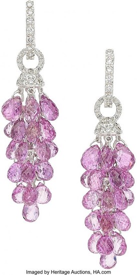 10077: Assil Pink Sapphire, Diamond, White Gold Earring