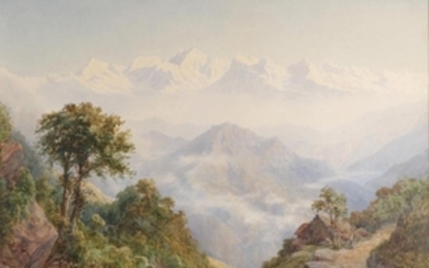 G F Lamb (fl. 1890) A view of the Himalayas...