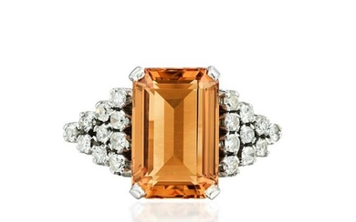 An Imperial Topaz and Diamond Ring