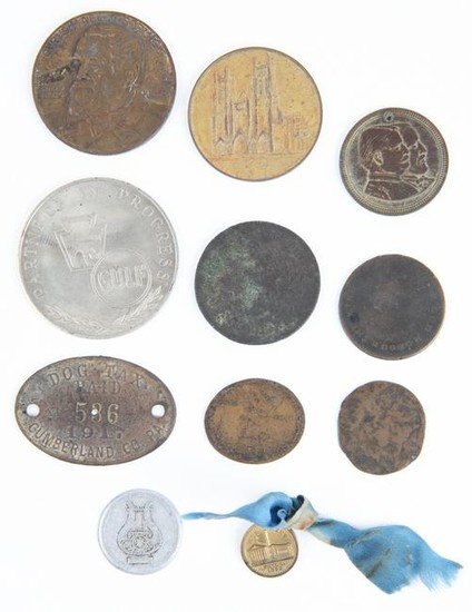11 Pcs Misc. US Tokens, Medals, Coins