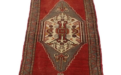 1'11 x 3'7 Hand-Knotted Turkish Village Accent Rug, 1960s