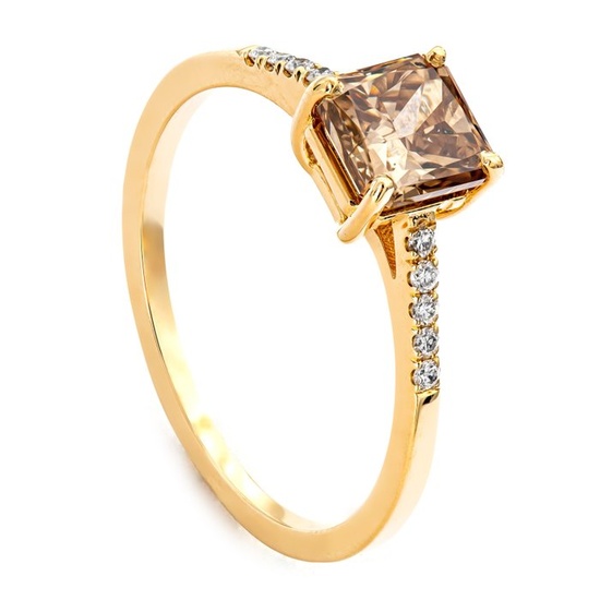 1.14 tcw SI1 Diamond Ring - 14 kt. Yellow gold - Ring - 1.07 ct Diamond - 0.06 ct Diamonds