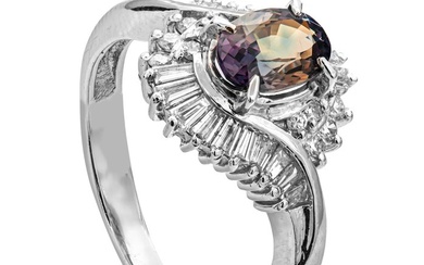 1.34 tcw Sapphire Ring Platinum - Ring - 0.91 ct Sapphire - 0.43 ct Diamonds - No Reserve Price