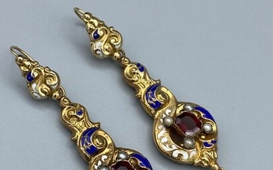 14 kt. Gold - Earrings Garnet