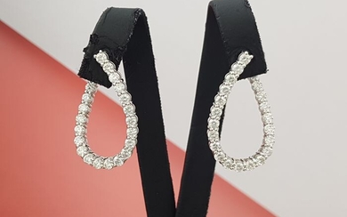 14 kt. White gold - Earrings - 3.00 ct Diamond