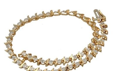 14 kt. Yellow gold - Bracelet, ''Tennis'' Diamond