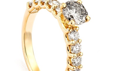 1.45 tcw SI1 Diamond Ring - 14 kt. Yellow gold - Ring - 0.71 ct Diamond - 0.74 ct Diamonds - No Reserve Price