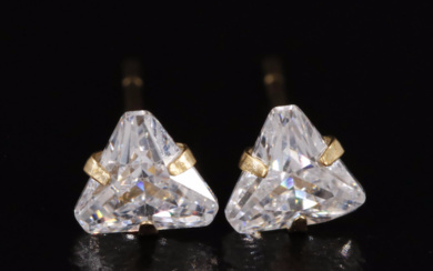 14K Cubic Zirconia Triangle Stud Earrings