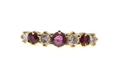 14K Yellow Gold With Ruby With Diamond Ring Size 5