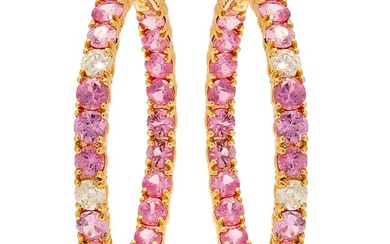 14k Yellow Gold 8.21ct Pink Sapphire 0.87ct Diamond Earrings