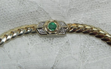 15 kt. Yellow gold - Bracelet Emerald / Brilliant Gold 585 - 1.50 ct Emerald