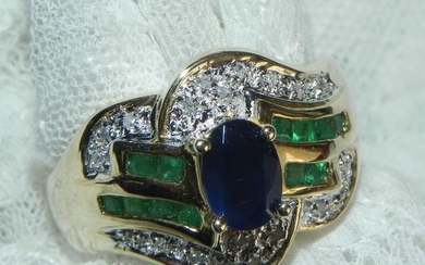 15 kt. Yellow gold - Ring - 1.00 ct Sapphire