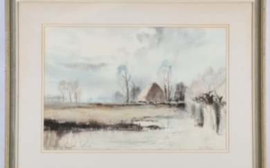 Leslie Hardy Moore (1907-1997), 'November Morning', watercolour landscape...