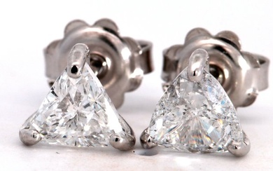 18 kt. White gold - Earrings - 1.20 ct Diamond