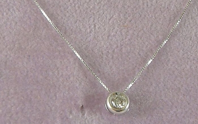 18 kt. White gold - Necklace with pendant - 0.10 ct Diamond
