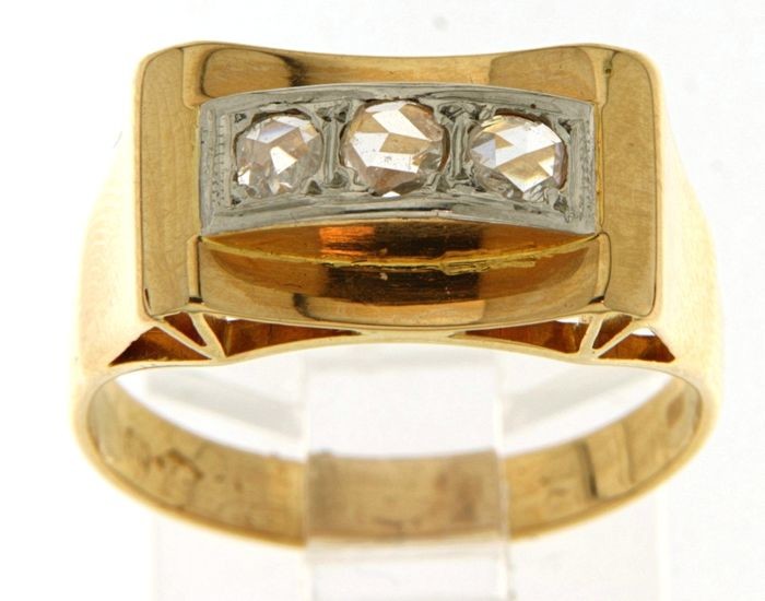 18 kt. White gold, Yellow gold - Ring - 0.30 ct Diamond