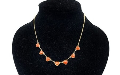 18 kt. Yellow gold - Necklace Red Coral of Sardinia
