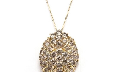 18 kt. Yellow gold - Necklace with pendant - 5.00 ct Diamonds - No Reserve Price