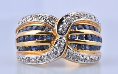 18 kt. Yellow gold - Ring - 1.26 ct Sapphire - Diamonds