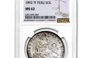 1892 TF Peru Silver Sol MS-62