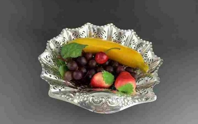 1897 British hollow Rococo carved sterling silver fruit